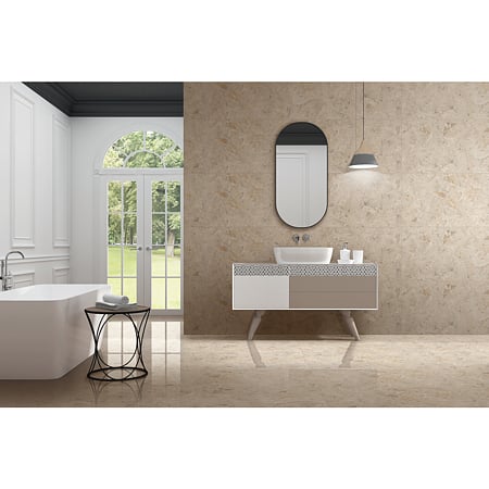 Gresie portelanata exterior/interior Bronzeto, rectificata, lucios, crem, 60 x 120 cm