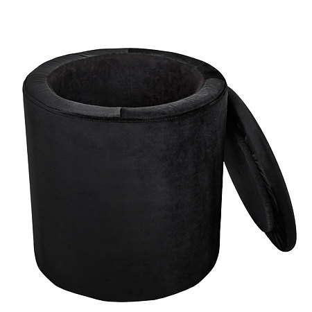 Taburet Nadia, stofa neagra H01, cu spatiu depozitare, rotund, 37 x 37 x 42 cm Taburet Nadia, stofa neagra H01, cu spatiu depozitare, rotund, 37 x 37 x 42 cm