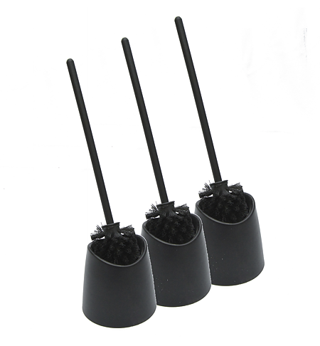 Suport si Perie WC Romataty PP, plastic, negru, 39 x 12 cm