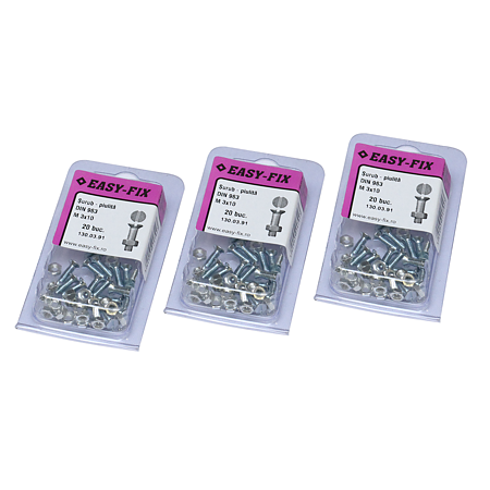 Surub cu piulita, otel zincat, M3 x 10 mm, 20 BUC Surub cu piulita, otel zincat, M3 x 10 mm, 20 BUC