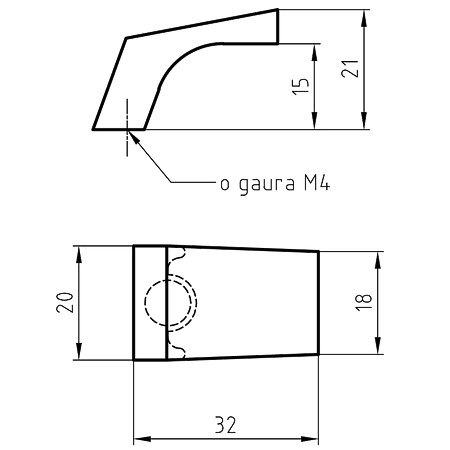 Buton K-J007, zamac, 20 x 32 x 21 mm, crom