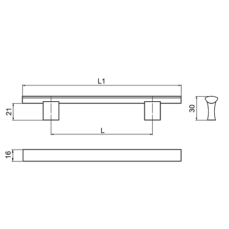 Maner AA311, aluminiu, negru anodizat, 160 mm