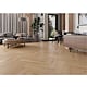 Pardoseala SPC 4,5 mm Afirmax Legnar Herringbone stejar Tucson, impermeabila, nuanta medie, clasa de trafic 33, sistem imbinare clic 5Gi, montaj herringbone placi A si B, 592 x 148 mm