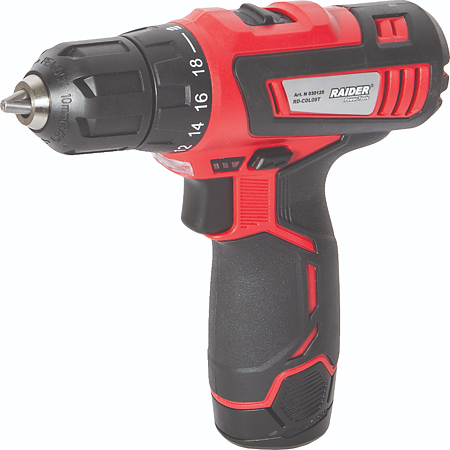 Masina de gaurit si insurubat Raider RD-CDL09L, 2 acumulatori 1,5 Ah si incarcator, 1400 rpm