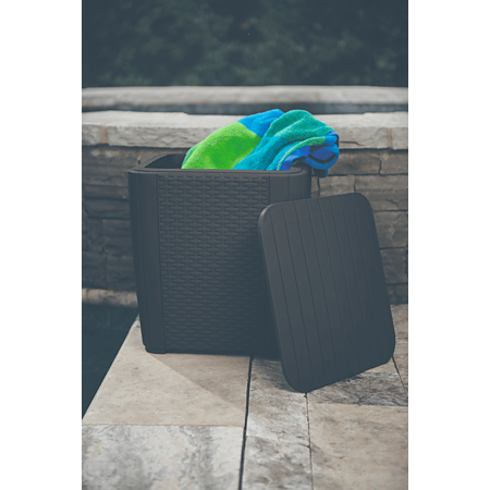 Masa cafea cu spatiu de depozitare Keter, plastic, gri, 39 x 39 x 42.5 cm