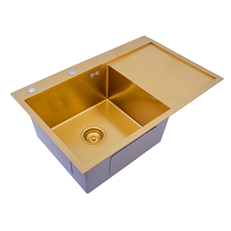 Chiuveta bucatarie Sandonna Handmade HD7850, inox, auriu, 1 cuva stanga, 78 x 50 cm