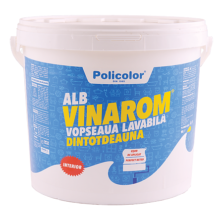 Vopsea lavabila Vinarom alba 10 L + Amorsa 1 L Vopsea lavabila Vinarom alba 10 L + Amorsa 1 L