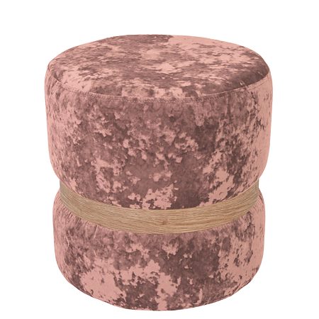 Taburet Ring, inel stejar, catifea roz E45, rotund, 38 x 38 x 40 cm