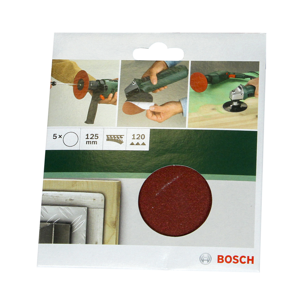 Foi abrazive Bosch, granulatie 120, 125 mm, 5 bucati, pentru polizor unghiular 120