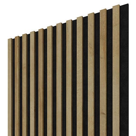 Panou decorativ Linea Acustic PROline, 12 lamele, MDF, maro/negru, interior, 240 x 60.5 x 2 cm