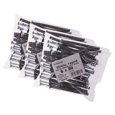 Diblu rapid Y cu surub, 6 x 80 mm, 25 buc/punga