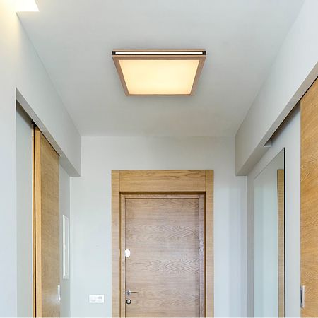 Plafoniera Globo Carla, metal/mdf, LED 24 W, alb/negru, 450 x 450 x 75 mm