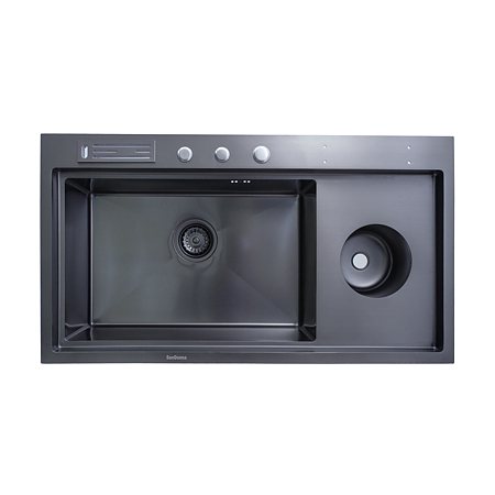 Chiuveta bucatarie Sandonna Handmade HD9250, inox, negru, 1 cuva stanga, 92 x 50 cm