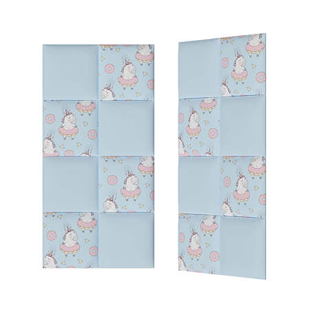Panou decorativ tapitat, Kids Unicorn, patrat, 300 x 300 x 37 mm