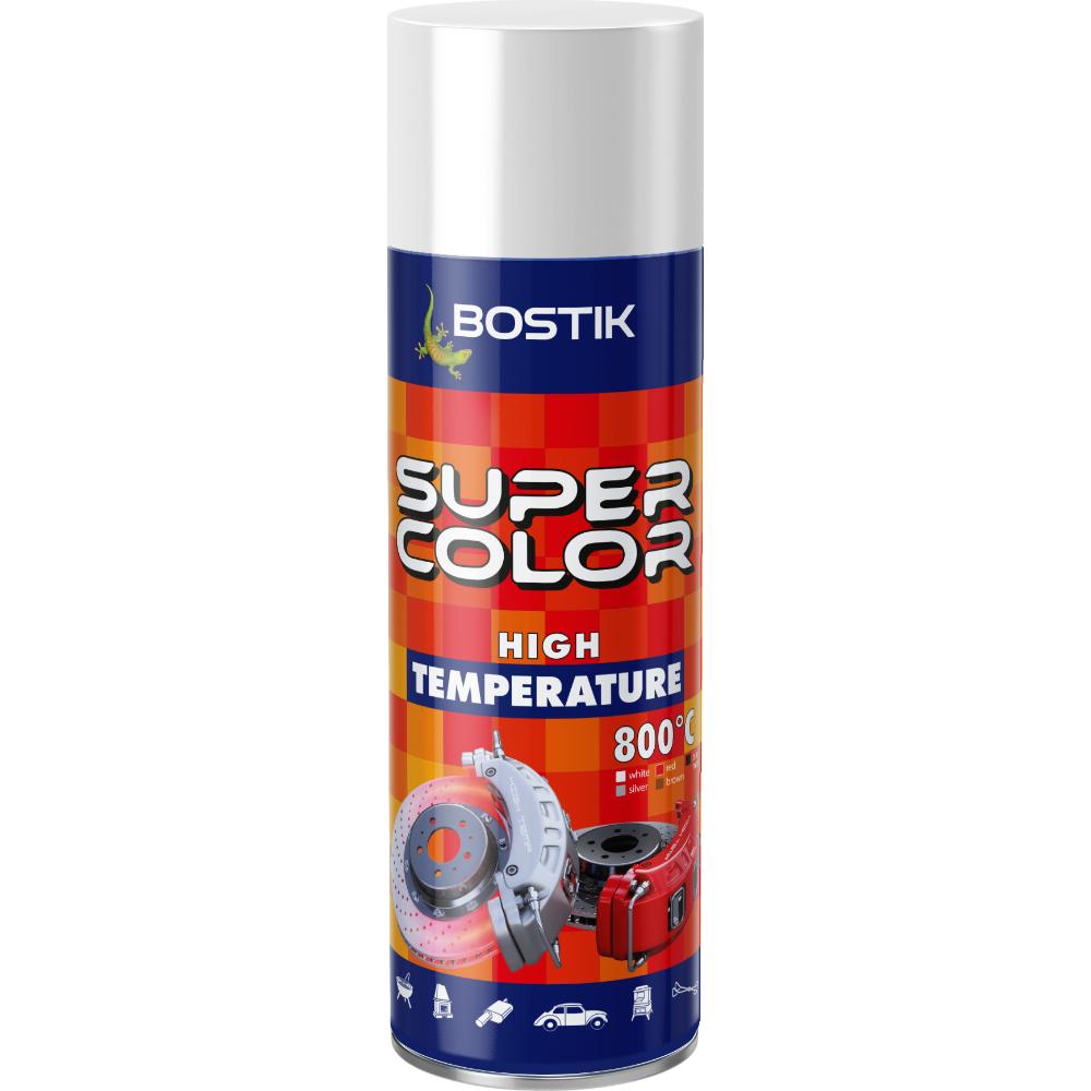Vopsea spray rezistenta la temperaturi ridicate Bostik Super Color, alb, mat, interior/exterior, 400 ml 400