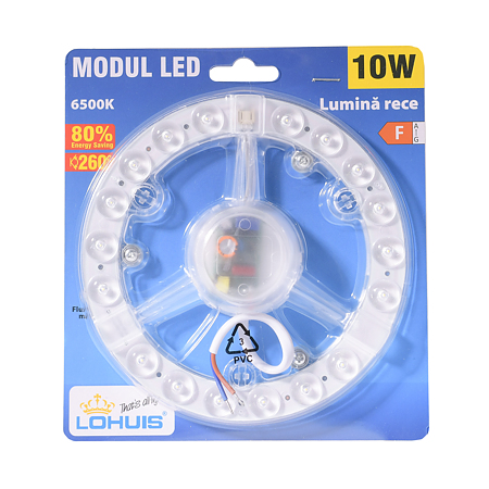 Modul LED circular Lohuis, driver inclus, 10W, lumina rece, 160 mm   