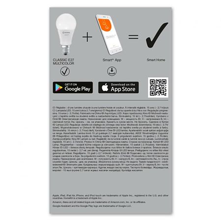 Bec LED Osram Smart WIFI Multicolour, para, E27, 9 W, 806 lm, lumina variabila 2700 - 6500 K