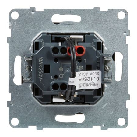 Intrerupator simplu Legrand, New Suno, L721201, IP44, montaj incastrat, negru, 72.9 x 72.9 x 40 mm