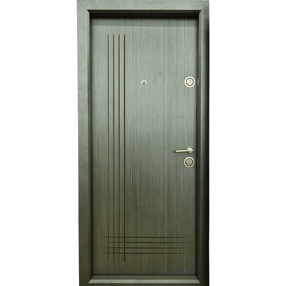 Usa metalica de intrare in apartament Arta Door 333, cu fete din MDF laminat, deschidere stanga, culoare gri, 880 x 2010 mm