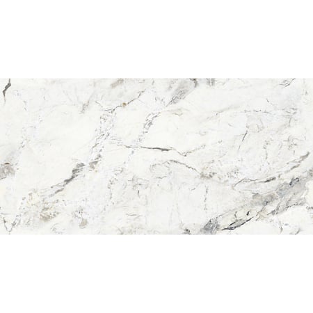 Gresie portelanata interior/exterior Thassos, rectificata, lucioasa, PEI 4, alb, aspect marmura, 60 x 120 cm