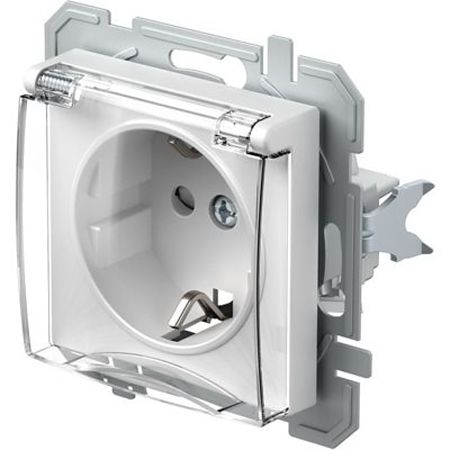Priza simpla cu capac Tem Schuko, interior, PVC, alb, 16 A, 250 V