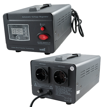 Stabilizator de tensiune cu releu, putere 2000VA/1200W, tensiune intrare 140-260V AC
