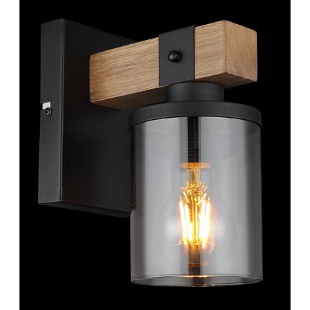 Aplica Globo Lila, lemn/metal, 1 x E27, 60 W, maro/negru, 100 x 225 mm Aplica Globo Lila, lemn/metal, 1 x E27, 60 W, maro/negru, 100 x 225 mm