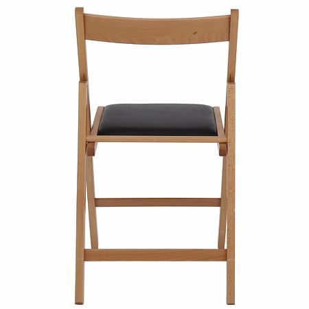 Scaun pliabil lemn Basic, fag-negru, sezut piele ecologica, 79 x 42 cm