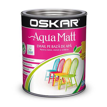  Vopsea Oskar Aqua Matt, pentru lemn/metal/zidarie, interior/exterior, pe baza de apa, galben pret-a-porter, 0.6 L