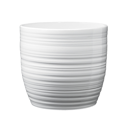 Ghiveci SK Bergamo Pure, ceramica, alb lucios, diametru 14 cm, 12.5 cm