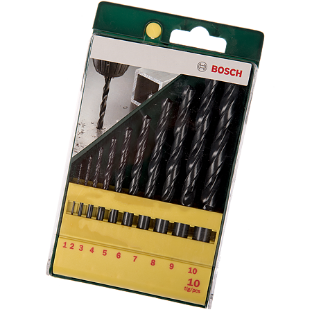 Set 10 burghie Bosch HSS-R, mandrina standard, pentru metal, 1-10 mm