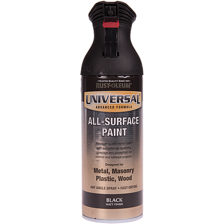 Vopsea spray universala Rust-Oleum, negru, mat, interior/exterior, 400 ml