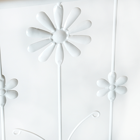 Etajera metalica colt, cu 3 suporti flori, alb, 50 x 35 x 120 cm