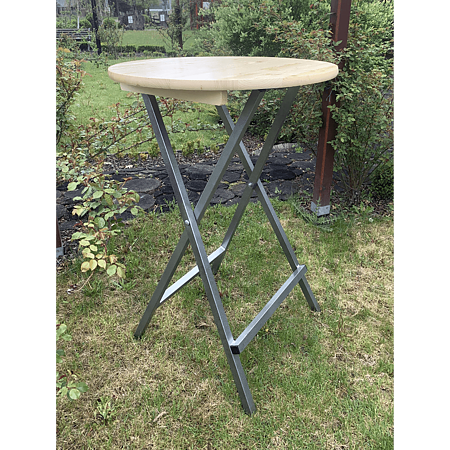 Masa rotunda pliabila gradina BucinMob Stehtisch, lemn masiv rasinoase, natur, diametru 78 cm