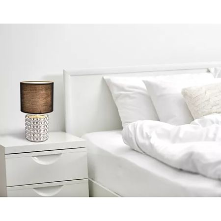 Lampa Globo Valentino Crom, ceramica/textil, 1 x E14, 40 W, negru, diametru 185 mm, inaltime 330 mm
