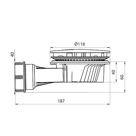 Sifon cadita dus Wirquin Slim Plus D90 H40, rigid, cu membrana de silicon antimiros, ventil crom lucios, Ø40 mm