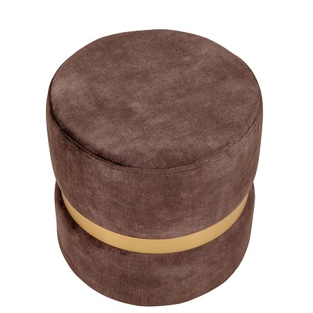 Taburet Ring, inel auriu, stofa maro P05, rotund, 38 x 38 x 40 cm