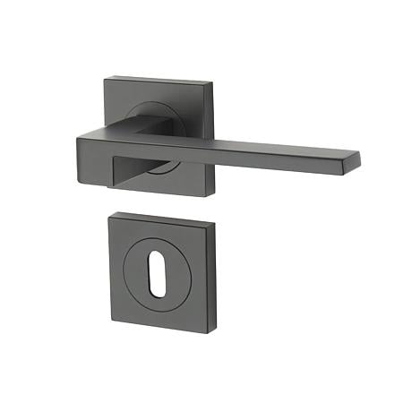 Set maner cu rozeta Falcon Yale, aliaj zinc, negru mat, 65 mm