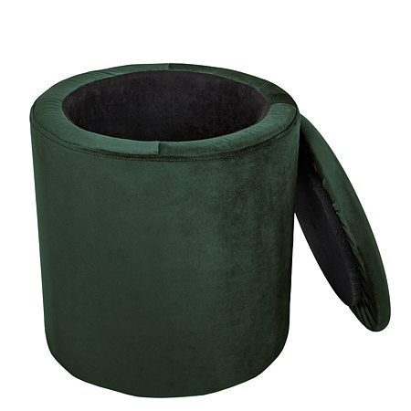 Taburet Nadia, stofa verde H56, cu spatiu depozitare, rotund, 37 x 37 x 42 cm