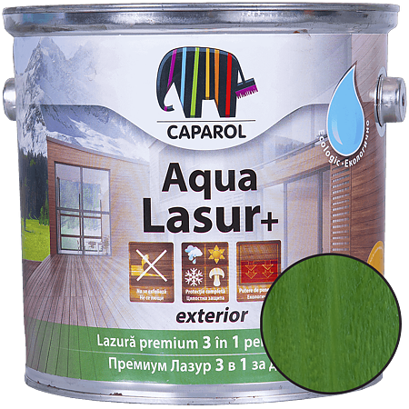 Lazura pentru lemn de exterior Caparol Aqua Lasur +, verde, 2,5 l