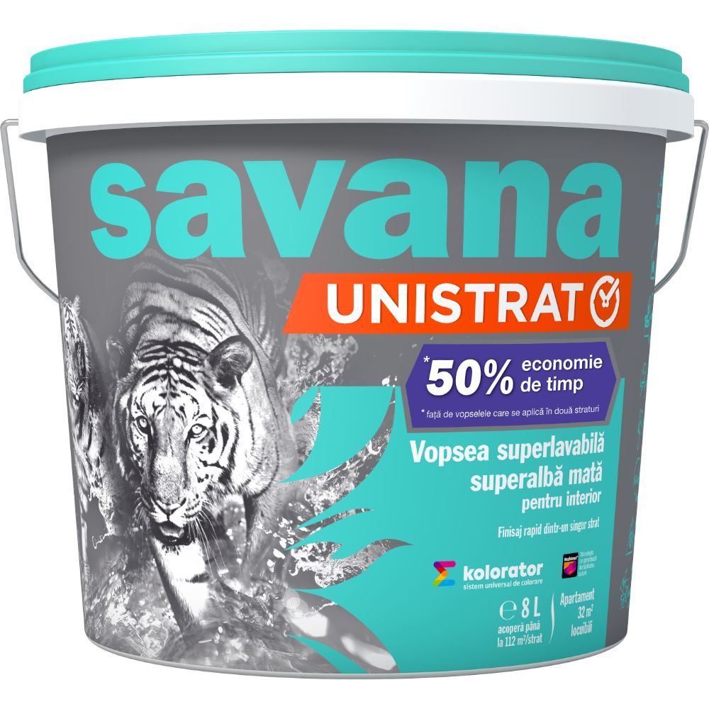 Vopsea Superlavabila Interior Savana Unistrat Superalba 8 L MatHaus