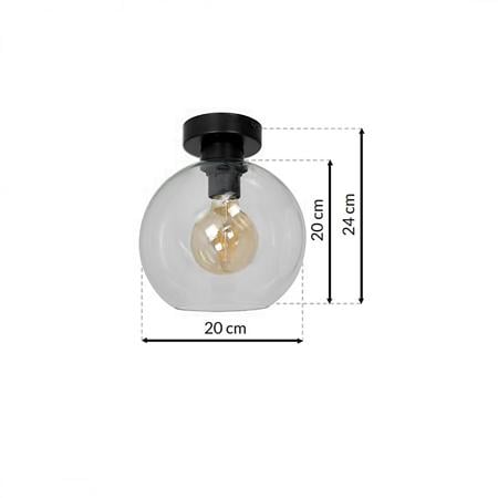Plafoneira Sofia, 1 x E27, 60 W, metal/sticla, negru/transparent