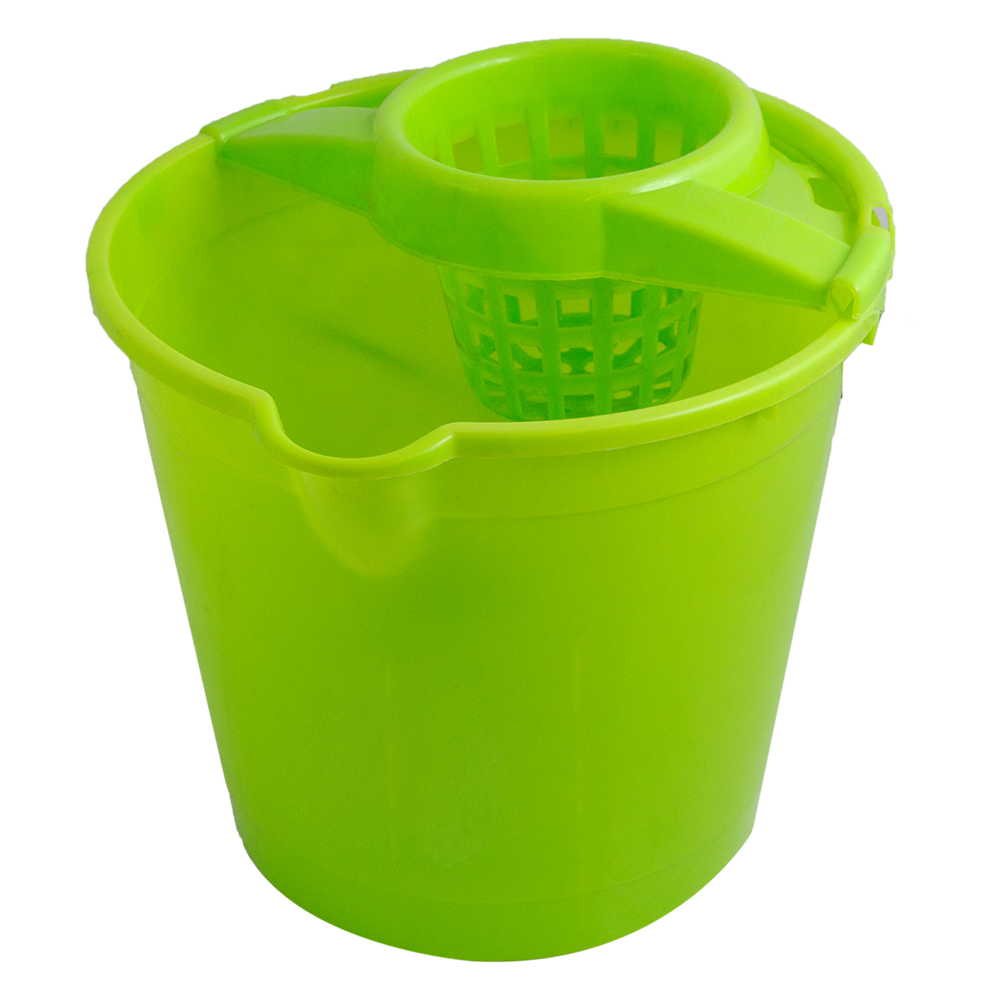 Galeata rotunda din plastic cu storcator, Plastina, verde, 10 L