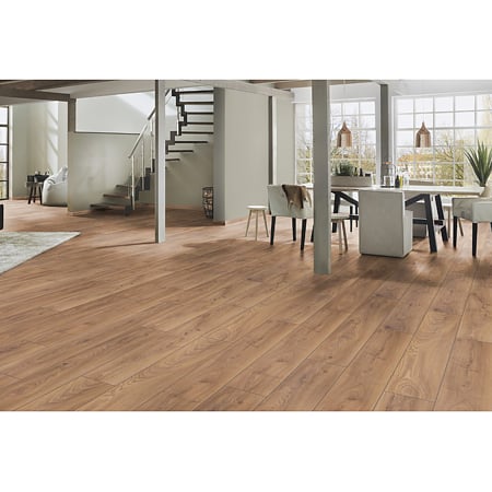 Parchet laminat 12 mm Kronospan Atlantic K450 Firebrand Oak, nuanta medie, clasa de trafic 33, twin click + si 1click2go pure +, 1288 x 195 mm