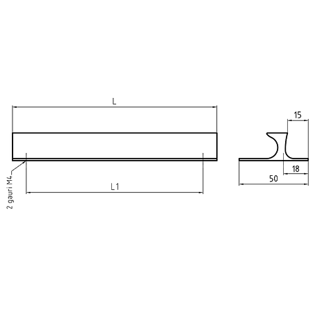 Maner AA358 128 mm, aluminiu mat