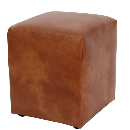 Taburet Cube, tapiterie piele ecologica, cires IP8070, 45x37x37 cm