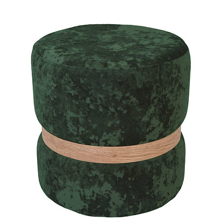 Taburet Ring, inel stejar, catifea verde E57, rotund, 38 x 38 x 40 cm