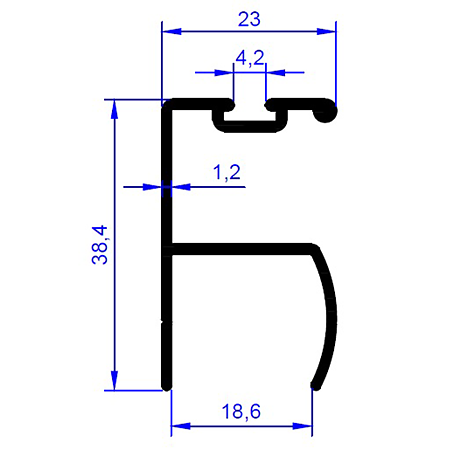 Profil Y pentru perie, aluminiu, negru mat, 2.5 m 