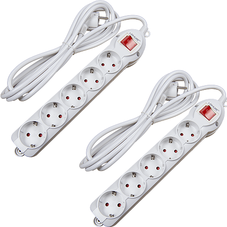 Prelungitor Lohuis cu 5 prize cu intrerupator, contact de protectie, 5 m, 3500W, alb