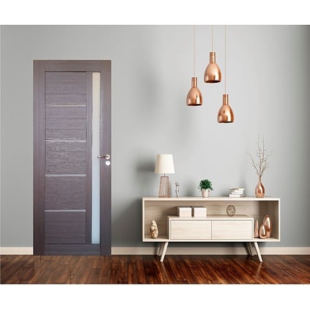 Usa interior celulara cu geam Pamate U72, reversibila, MDF, wenge, toc fix, 200 x 80 x 3.5 cm